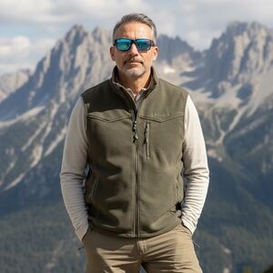 Tecovas Ranch Wear Dark Olive Full Zip Men Size Large Polyester Fleece Vest